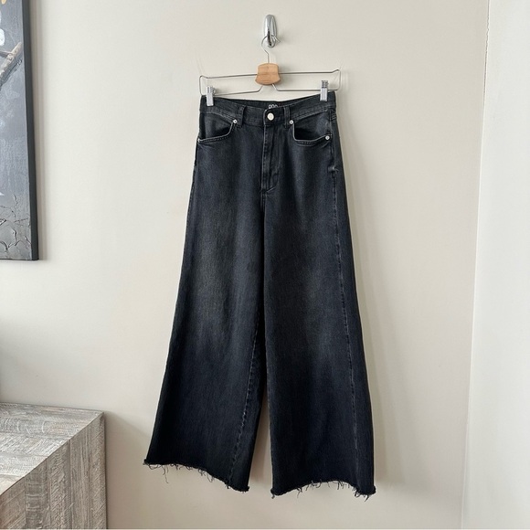 UO-BDG “The A Wide” Washed Black Raw Hem Wide Leg Jeans (Size:29) - Picture 5 of 13